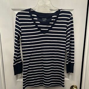 Calvin Klein Women's Navy Striped Top Size M